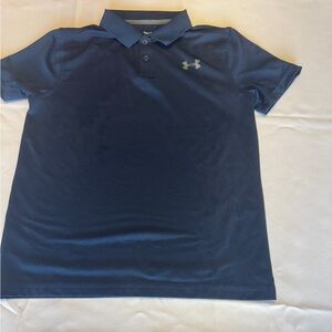 UNDER ARMOUR Boys Youth Medium Navy Blue Short Sleeve Polo Shirt Golf
